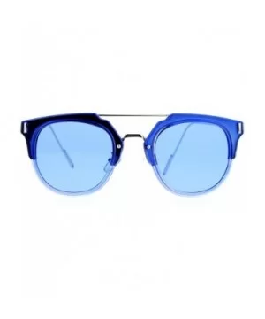 Womens Designer Fashion Sunglasses Flat Top Bar Flat Lens Frame UV400 - Blue - CV1882Y7EDG $8.07 Wayfarer