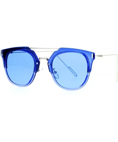 Womens Designer Fashion Sunglasses Flat Top Bar Flat Lens Frame UV400 - Blue - CV1882Y7EDG $8.07 Wayfarer