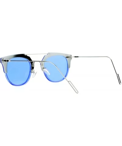 Womens Designer Fashion Sunglasses Flat Top Bar Flat Lens Frame UV400 - Blue - CV1882Y7EDG $8.07 Wayfarer