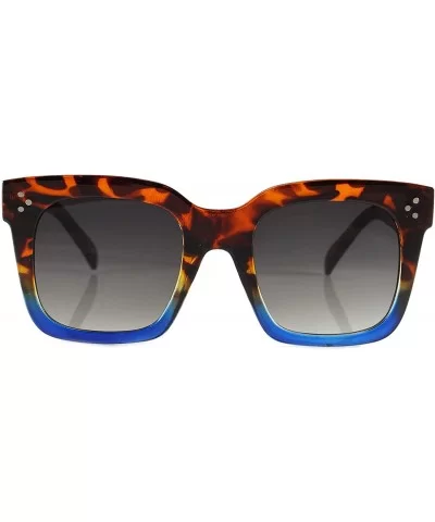 Oversize Celebrity Style Bold Square Two Tone Frame Sunglasses A266 - Brown Demi Blue - CJ18Q2EAZ82 $8.84 Square