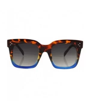 Oversize Celebrity Style Bold Square Two Tone Frame Sunglasses A266 - Brown Demi Blue - CJ18Q2EAZ82 $8.84 Square