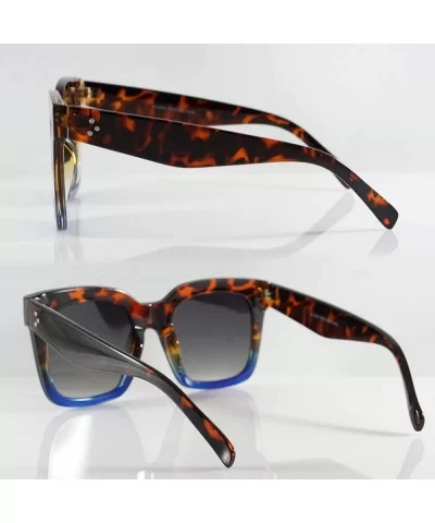 Oversize Celebrity Style Bold Square Two Tone Frame Sunglasses A266 - Brown Demi Blue - CJ18Q2EAZ82 $8.84 Square