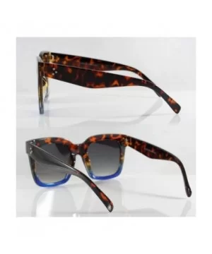 Oversize Celebrity Style Bold Square Two Tone Frame Sunglasses A266 - Brown Demi Blue - CJ18Q2EAZ82 $8.84 Square