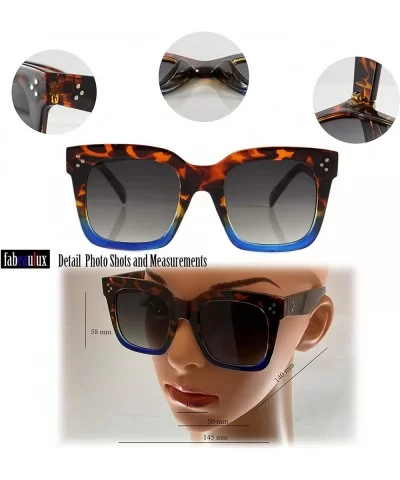 Oversize Celebrity Style Bold Square Two Tone Frame Sunglasses A266 - Brown Demi Blue - CJ18Q2EAZ82 $8.84 Square