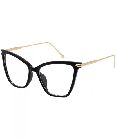 Lightweight Cat Eye Glasses for Women - Design Leopard Eyeglasses Big Frame Non Prescription Eyewear - Black - CB19648AT2W $5...