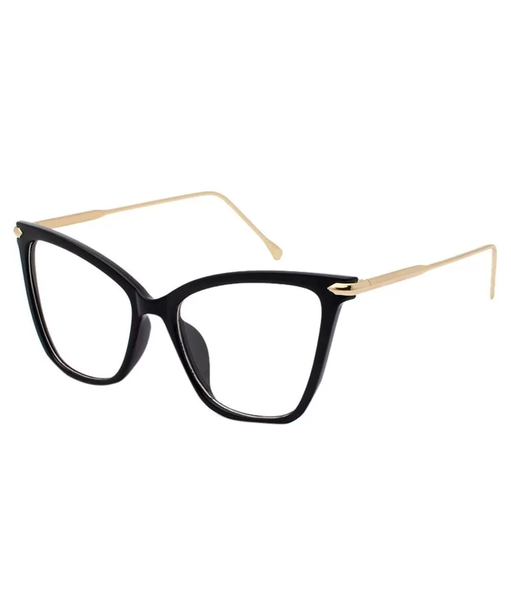 Lightweight Cat Eye Glasses for Women - Design Leopard Eyeglasses Big Frame Non Prescription Eyewear - Black - CB19648AT2W $5...