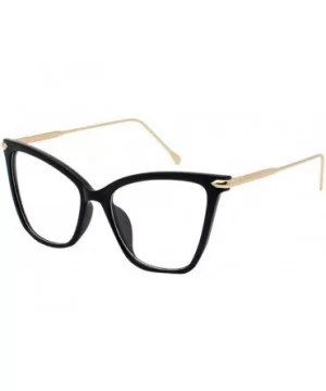 Lightweight Cat Eye Glasses for Women - Design Leopard Eyeglasses Big Frame Non Prescription Eyewear - Black - CB19648AT2W $5...