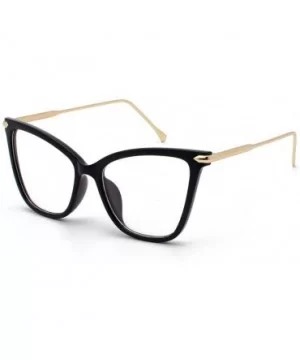 Lightweight Cat Eye Glasses for Women - Design Leopard Eyeglasses Big Frame Non Prescription Eyewear - Black - CB19648AT2W $5...