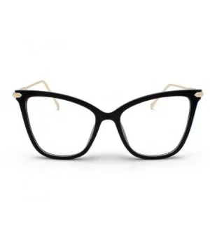 Lightweight Cat Eye Glasses for Women - Design Leopard Eyeglasses Big Frame Non Prescription Eyewear - Black - CB19648AT2W $5...