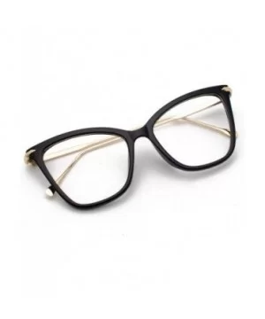 Lightweight Cat Eye Glasses for Women - Design Leopard Eyeglasses Big Frame Non Prescription Eyewear - Black - CB19648AT2W $5...