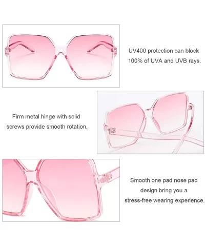 Oversized Square Sunglasses for Women Big Large Wide Fashion Shades for Men 100% UV Protection Unisex - D Pink - CR1966O9K85 ...