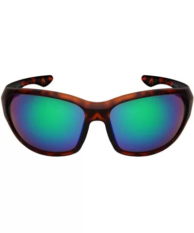 Wrap Shaped Sport Sunglasses 570109MT - Matte Tortoise Frame/Green Mirrored Lens - C518H3R5CUL $7.18 Wrap