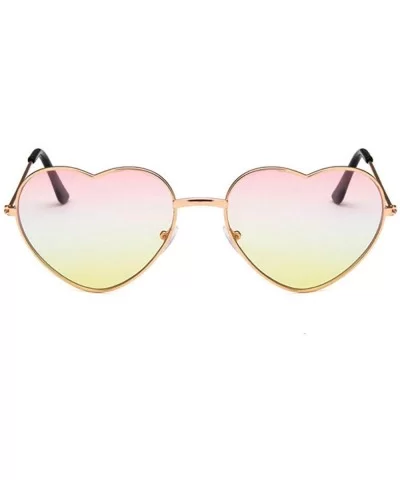 Women Cute Heart Shape Metal Frame Sunglasses with Case UV400 Protection - Gold Frame/Gradient Lens - CN18WQQLM3G $8.10 Rimless