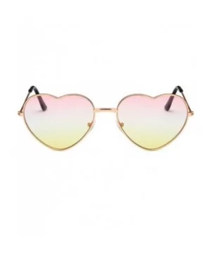 Women Cute Heart Shape Metal Frame Sunglasses with Case UV400 Protection - Gold Frame/Gradient Lens - CN18WQQLM3G $8.10 Rimless