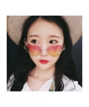 Women Cute Heart Shape Metal Frame Sunglasses with Case UV400 Protection - Gold Frame/Gradient Lens - CN18WQQLM3G $8.10 Rimless