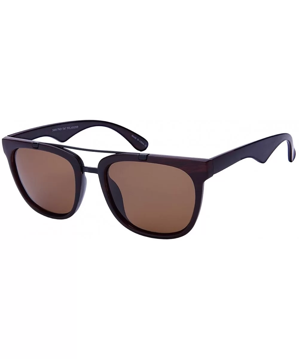 Horned Rim Aviators with Polarized Lens 540817WD-P - Dark Brown - CJ12OBAJ8OR $8.19 Aviator