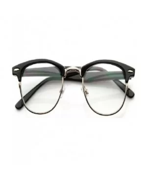 Optical Horned Rim Clear Lens Half Frame Club Master Glasses UV400 - Choose Color - Black - Gold - CY18GEELWA0 $14.16 Oval