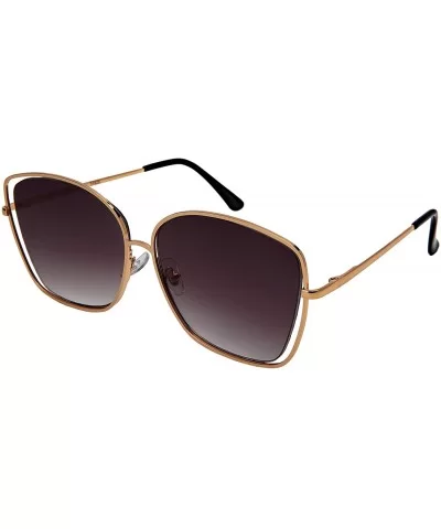 Large Cutout Square Sunglasses for Women Spring Hinges 3192S - Gold Frame/Grey Gradient Lens - CR18HG39O8T $8.27 Square