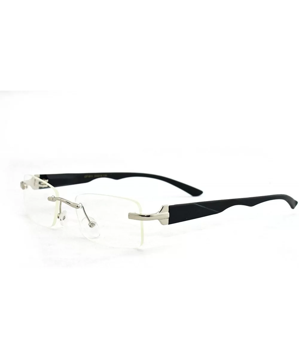 Slim Metal Frame Rimless Clear Lens Fashion Glasses - Silver - CN11PA0SSJL $10.69 Square