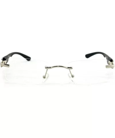 Slim Metal Frame Rimless Clear Lens Fashion Glasses - Silver - CN11PA0SSJL $10.69 Square