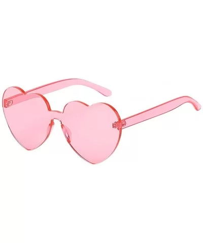 Sunglasses for Women Men One Piece Heart Shaped Rimless Sunglasses Transparent Candy Color Eyewear - Pink - C7197RK9KHY $3.17...