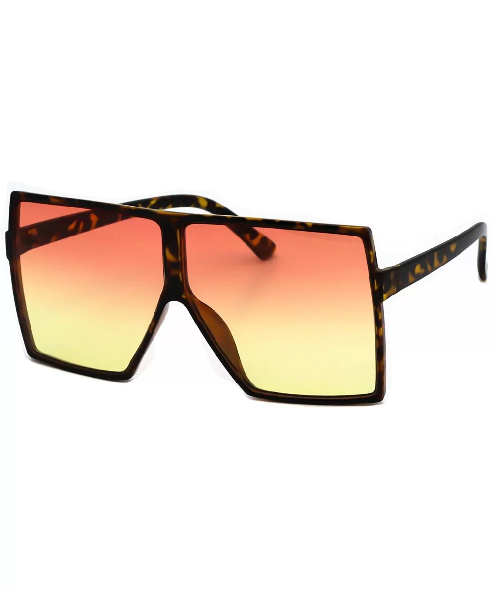 Oversized Exaggerated Flat Top Huge SHIELD Square Sunglasses Colorful Lenses Fashion Sunglasses - CY18EG6HDE3 $9.16 Oversized