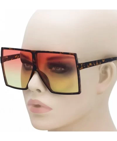 Oversized Exaggerated Flat Top Huge SHIELD Square Sunglasses Colorful Lenses Fashion Sunglasses - CY18EG6HDE3 $9.16 Oversized