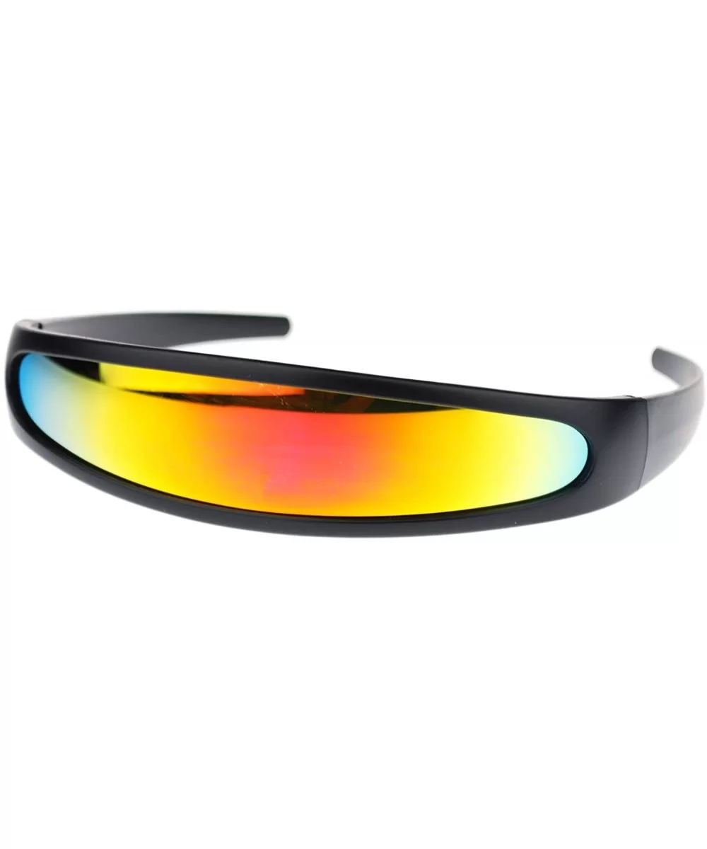 Cyclops Robot Costume Sunglasses Party Rave Futuristic Mirror Lens - Black (Orange Mirror) - CC18880R3OS $6.60 Wrap