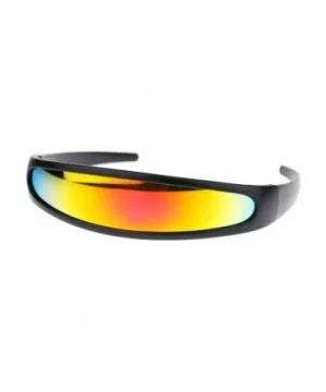 Cyclops Robot Costume Sunglasses Party Rave Futuristic Mirror Lens - Black (Orange Mirror) - CC18880R3OS $6.60 Wrap