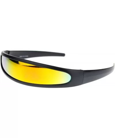 Cyclops Robot Costume Sunglasses Party Rave Futuristic Mirror Lens - Black (Orange Mirror) - CC18880R3OS $6.60 Wrap