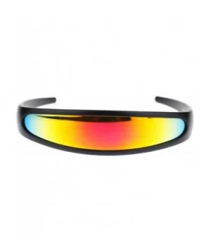 Cyclops Robot Costume Sunglasses Party Rave Futuristic Mirror Lens - Black (Orange Mirror) - CC18880R3OS $6.60 Wrap