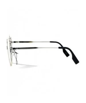 Color Mirror Flat Lens Wire Rim Large Cat Eye Sunglasses - Silver Green - CB12O8EWKI1 $9.64 Cat Eye