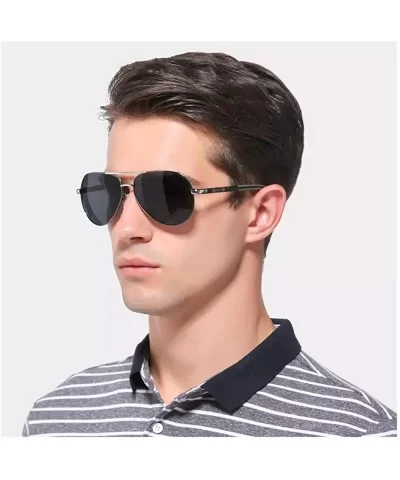 Genuine aviator sunglasses men fashion polarized UV400 ultra light Al-Mg - Gun/Gray - CN18YIO88IY $17.95 Aviator