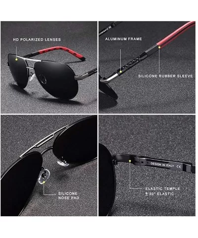 Genuine aviator sunglasses men fashion polarized UV400 ultra light Al-Mg - Gun/Gray - CN18YIO88IY $17.95 Aviator