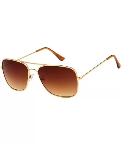 Vintage Classic Square Sunglasses Men Women Metal Frame Sun glasses - Gold/Brown - CZ197QHTIG9 $8.63 Square