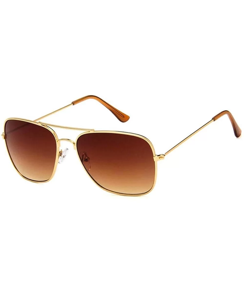 Vintage Classic Square Sunglasses Men Women Metal Frame Sun glasses - Gold/Brown - CZ197QHTIG9 $8.63 Square