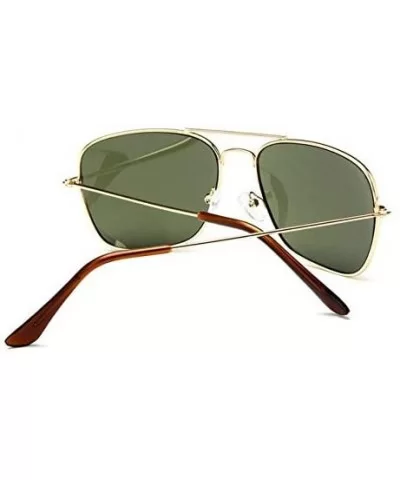 Vintage Classic Square Sunglasses Men Women Metal Frame Sun glasses - Gold/Brown - CZ197QHTIG9 $8.63 Square