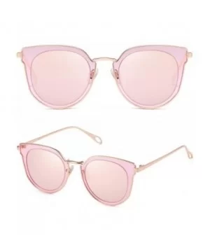 Fashion Round Polarized Sunglasses for Women UV400 Mirrored Lens SJ1057 - 0c2 Rose Gold Frame/Pink Mirrored Lens - CX18039SIW...