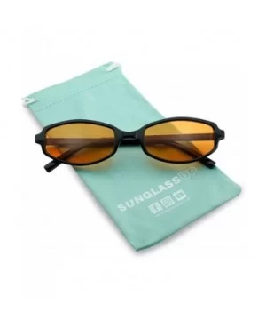 90's Retro Candy Colored Lens Sunglasses Slim Lightweight Plastic Vintage Style Frame Oval Shape - CX18GDZY2G5 $6.42 Square