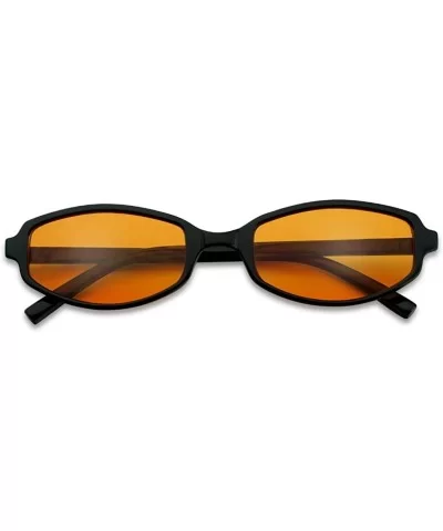 90's Retro Candy Colored Lens Sunglasses Slim Lightweight Plastic Vintage Style Frame Oval Shape - CX18GDZY2G5 $6.42 Square