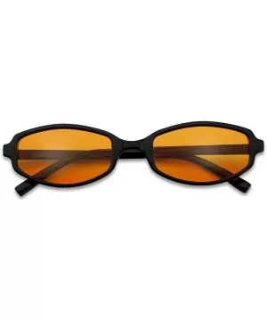 90's Retro Candy Colored Lens Sunglasses Slim Lightweight Plastic Vintage Style Frame Oval Shape - CX18GDZY2G5 $6.42 Square