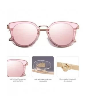 Fashion Round Polarized Sunglasses for Women UV400 Mirrored Lens SJ1057 - 0c2 Rose Gold Frame/Pink Mirrored Lens - CX18039SIW...