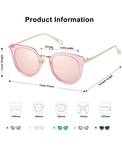 Fashion Round Polarized Sunglasses for Women UV400 Mirrored Lens SJ1057 - 0c2 Rose Gold Frame/Pink Mirrored Lens - CX18039SIW...