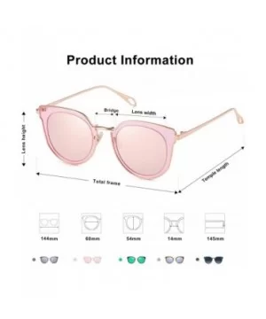 Fashion Round Polarized Sunglasses for Women UV400 Mirrored Lens SJ1057 - 0c2 Rose Gold Frame/Pink Mirrored Lens - CX18039SIW...