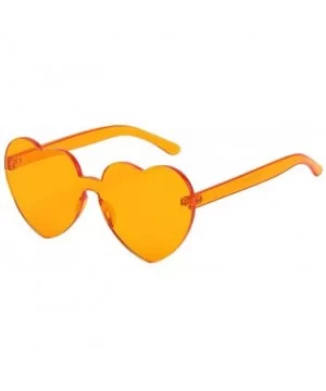 Unisex Stylish Sunglasses Heart Shaped Rimless Sunglasses Transparent Candy Color Frameless Glasses - Orange - CQ193XEYLXK $3...