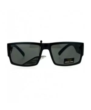 Mens Locs Sunglasses Rectangular Gangster Frame Marijuana Print - Black Green - CN1898R8ADY $9.29 Rectangular