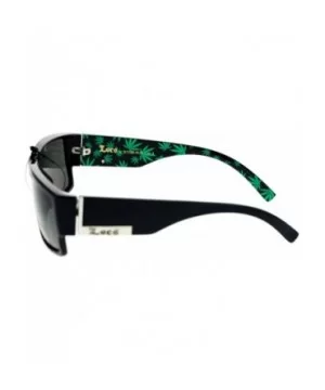 Mens Locs Sunglasses Rectangular Gangster Frame Marijuana Print - Black Green - CN1898R8ADY $9.29 Rectangular