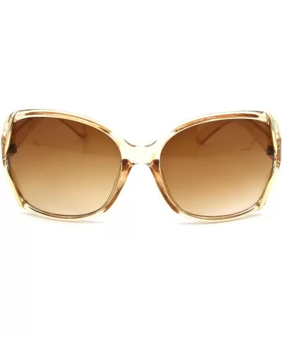 Womens Rhinestone Butterfly Designer Fashion Plastic Sunglasses - Beige Brown - CB18WMQ9X0Z $9.70 Oversized