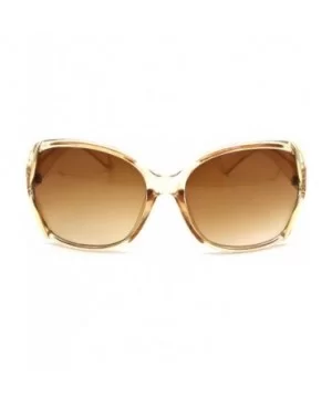 Womens Rhinestone Butterfly Designer Fashion Plastic Sunglasses - Beige Brown - CB18WMQ9X0Z $9.70 Oversized