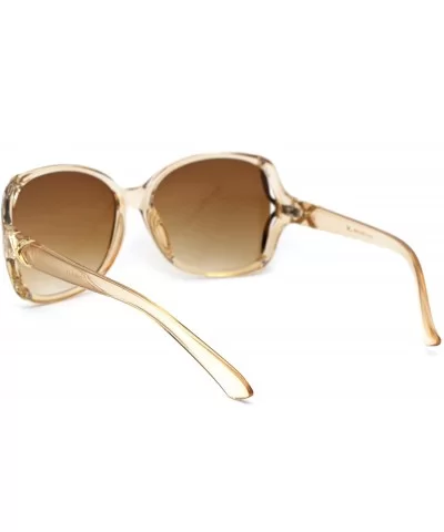 Womens Rhinestone Butterfly Designer Fashion Plastic Sunglasses - Beige Brown - CB18WMQ9X0Z $9.70 Oversized